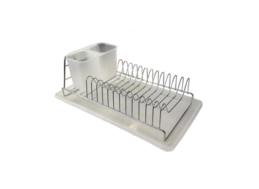 Plastic and Metal Dish Drainer Rack with Drip Tray 38.5 x 21.5 x 12 cm 7669