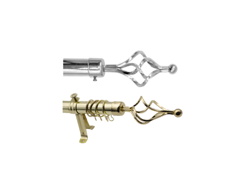 Curtain Pole with Twisted Diamond Cage Finials 10 Rings 1.3 Assorted Colours 7707