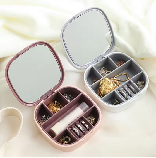 Portable Plastic Travel Jewellery Storage Organiser Box Case 10 x 10 x 3 cm Assorted Colours 7709