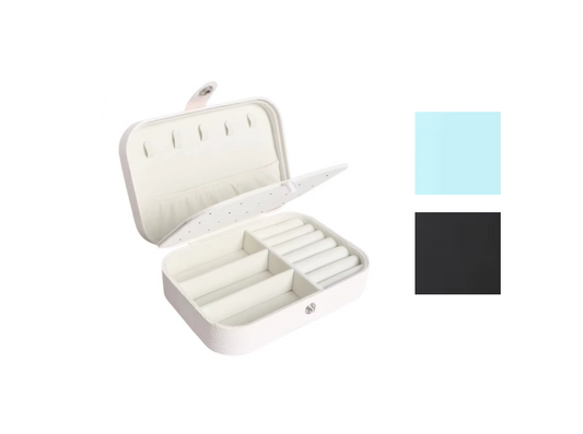 Portable Travel Jewellery Storage Organiser Box Case with Zipper 16 x 11 x 5 cm Assorted Colours 7711