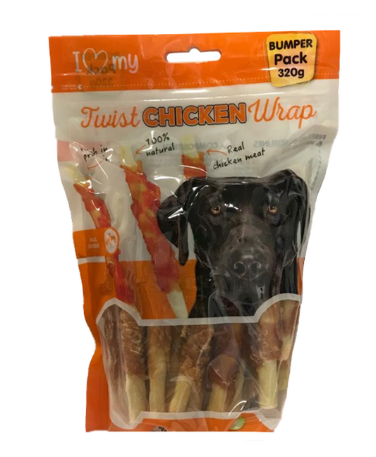 Pet Dog Treats Twist Chicken Wraps 320g 77121