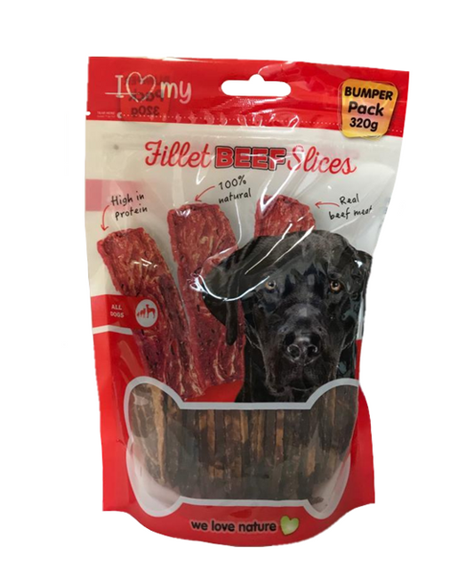 Pet Dog Treats Beef Fillet Slices 320g 77145