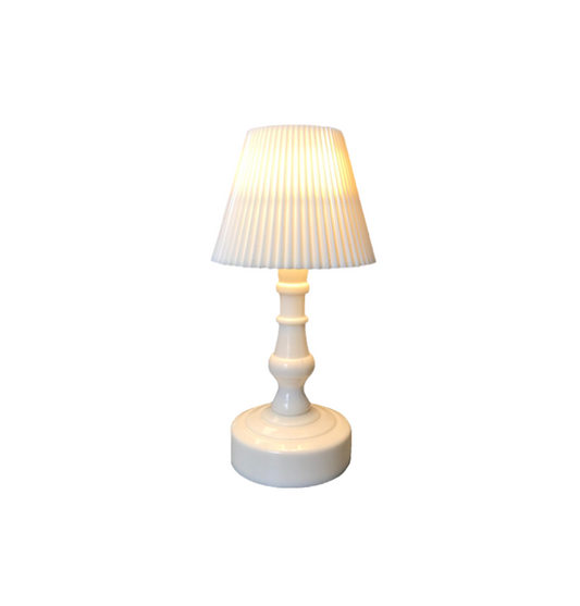 Mini LED White Plastic Battery Operated Vintage Style Nightstand Table Lamp 6.5 x 6.5 x 13.5 cm 7719