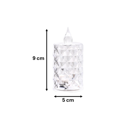 Transparent Plastic Patterned LED Candle Lamp Battery Operated 9 x 5 cm 7722