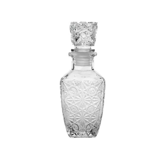 Elegant Square Patterned Glass Oil Vinegar Perfume Whiskey Decanter Bottle Small 7726