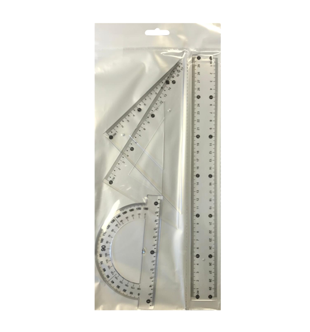 Maths Plastic Ruler and Geometry Set of 4 7734