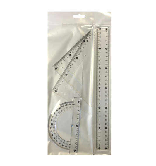 Maths Plastic Ruler and Geometry Set of 4 7734
