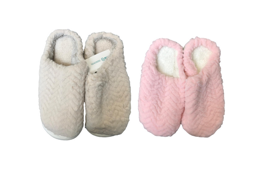 Indoor Fuzzy House Slippers with Chevron Design Assorted Sizes and Colours 7746