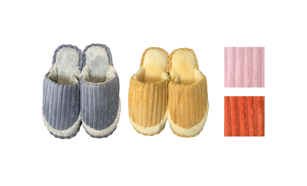 Indoor Fuzzy House Slippers with Stripe Design Assorted Sizes and Colours 7748