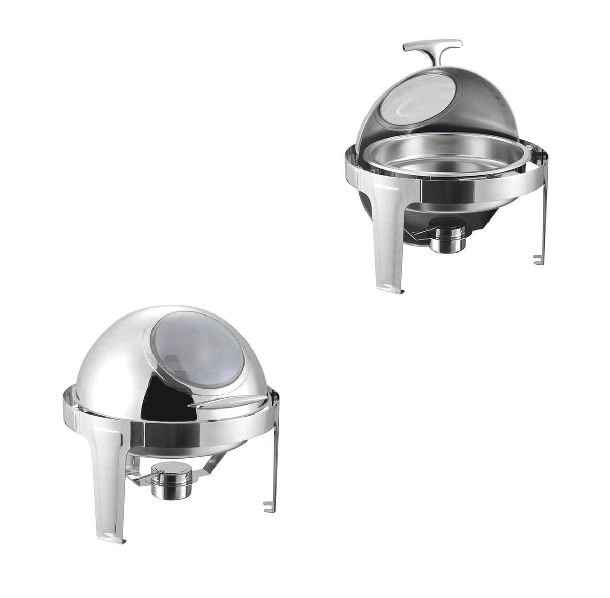 Sq Professional Banquet Chafing Dish With Roll Top And Window Round Silver 6.5L (Big Parcel)