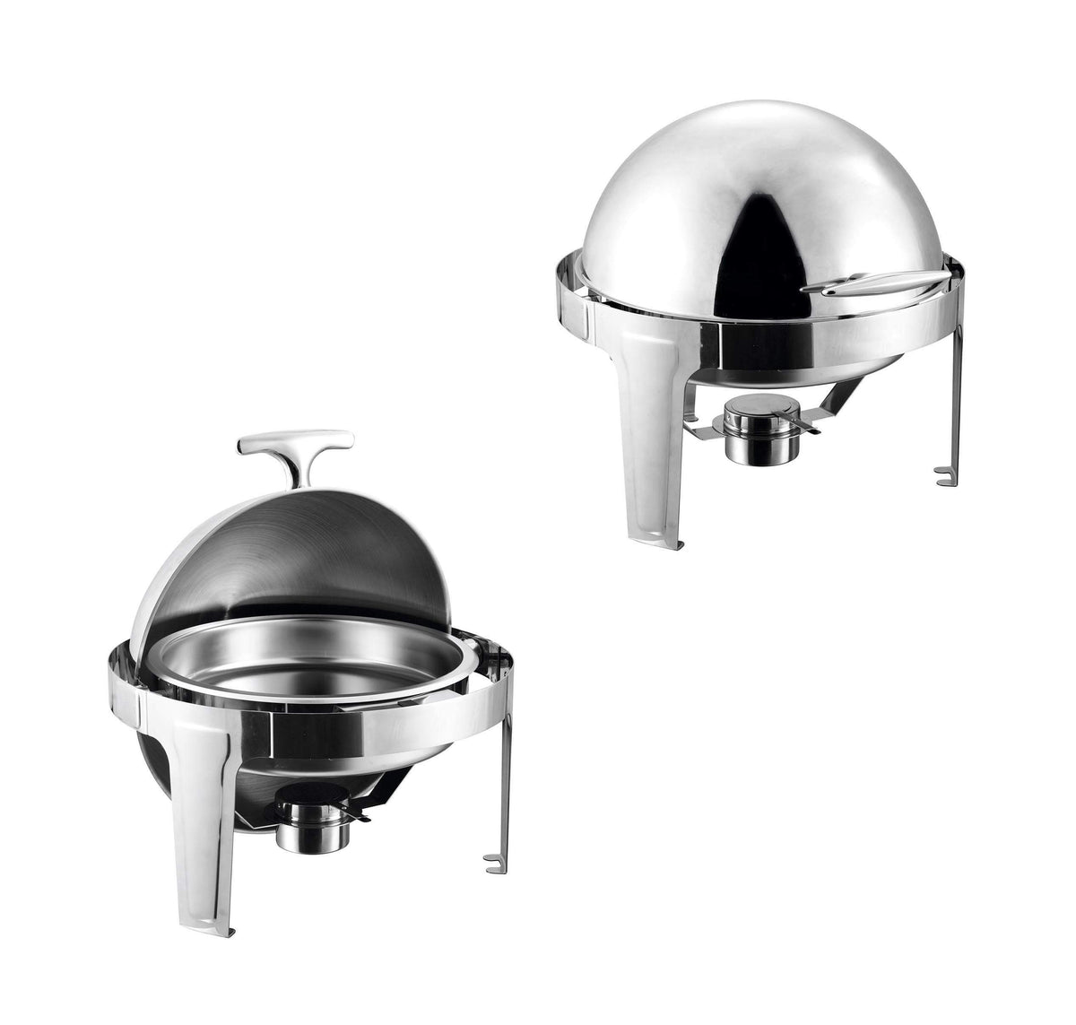 Sq Professional Banquet Chafing Dish With Roll Top Round Silver 6.5L