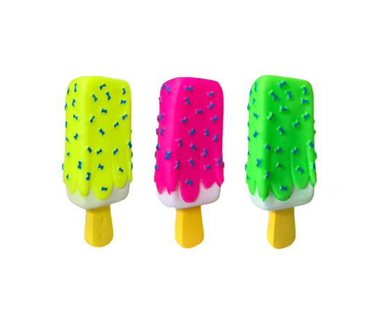 Pet Dog Toy Squeaky Ice Cream Popsicle with Dog Bone Print 15 cm Assorted Colours 7757