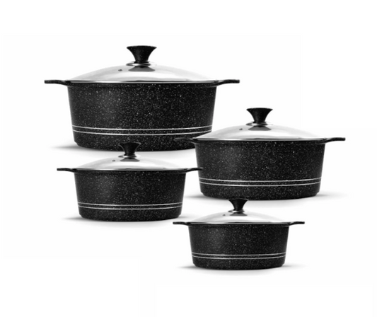 Non Stick Die Cast Stockpot Pan Set Of 4 Black