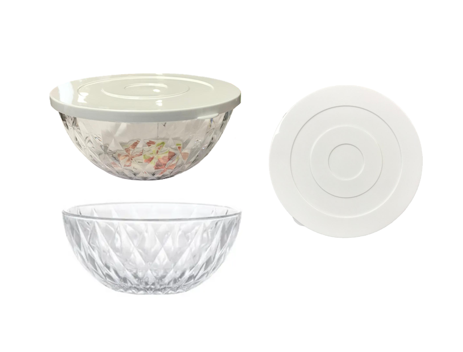 Plastic Food Storage Fruit Salad Bowl with Cover Lid 37 x 12 cm 7782