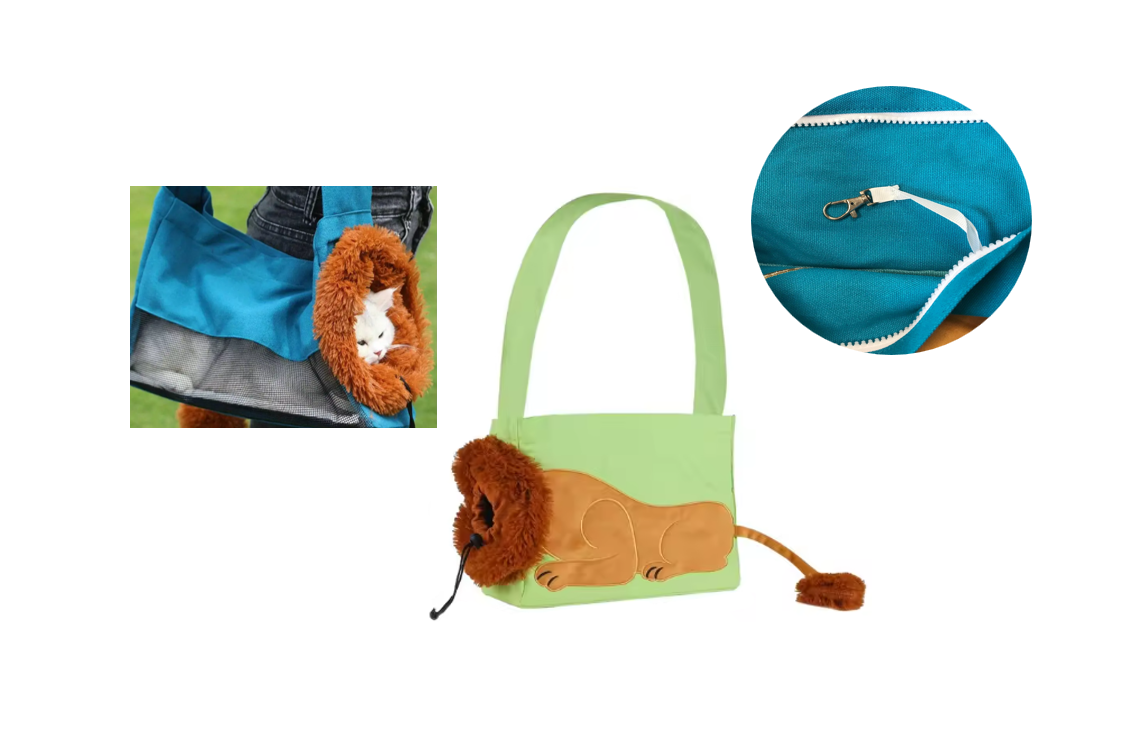 Pet Dog Cat Canvas Shoulder Tote Carrier Bag with Lion Design Assorted Colours 7793