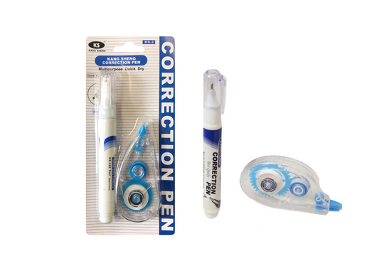 White Dry And Liquid Correction Tape Roller And Pen Pack Of 2