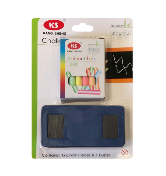 Coloured Chalk Sticks (12) and Duster 7806