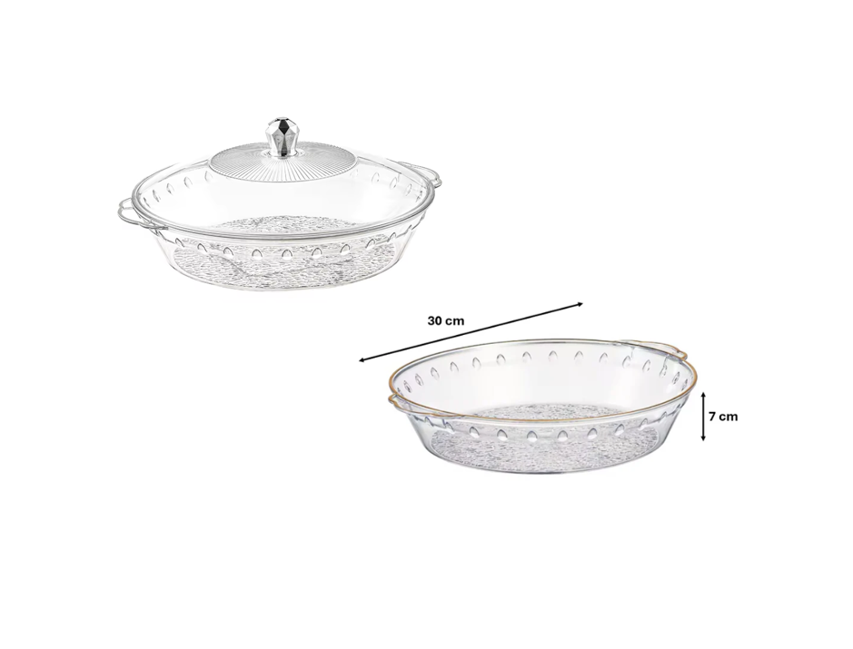 Round Transparent Plastic Fruit Bowl Serving Tray with Lid 30 x 7 cm Assorted Colours 7810