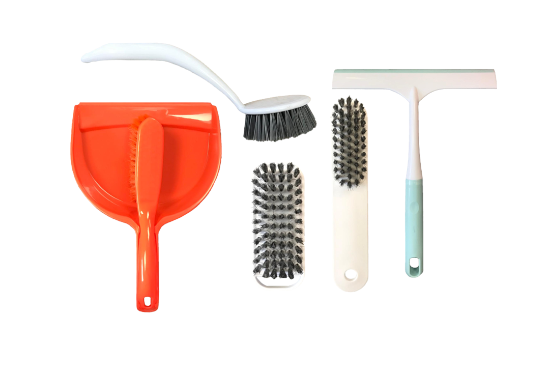 Plastic Cleaning Dustpan and Brush Set of 5 Assorted Colours 7813