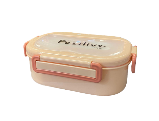 Plastic 2 Compartment Lunch Box with Cutlery 21 x 15 x 7 cm Assorted Colours 7814