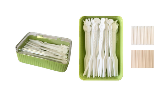 Reusable Mini Plastic Bento Lunch Box Fruit Pick Forks 9 cm Pack of 25 Assorted Colours 7816