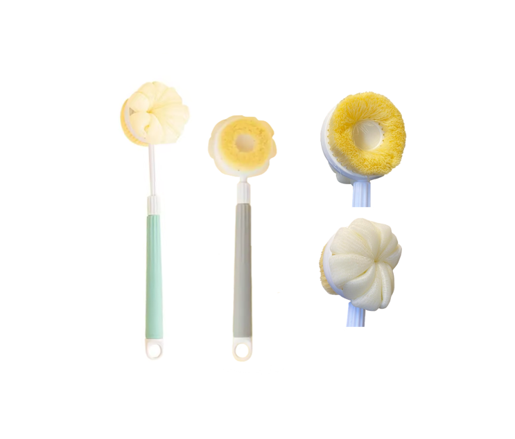 Double Sided Bath Shower Body Scrubbing Brush with Extendable Handle 31 / 38cm Assorted Colours 7817