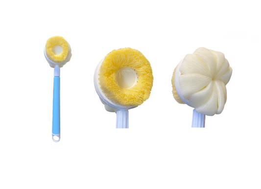 Double Sided Bath Shower Body Scrubbing Brush with Extendable Handle 31 / 38cm Assorted Colours 7817