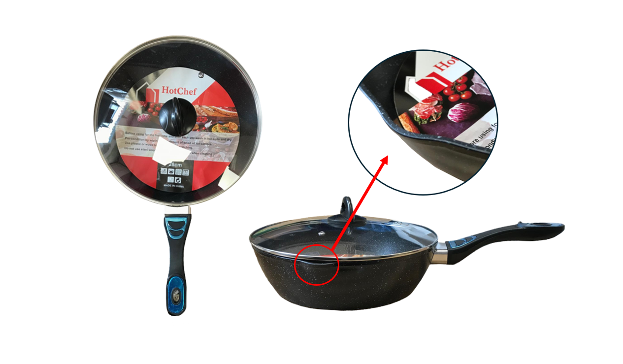 Frying Pan with Deep Base and Glass Lid 28 cm Speckled Assorted Colours 7820