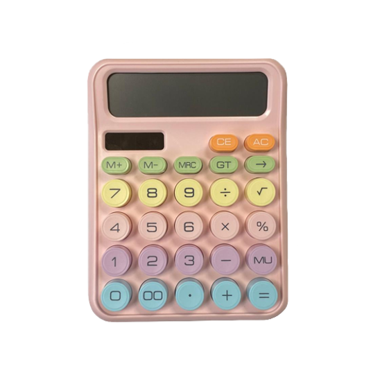 Plastic Pastel Round Button Calculator 15.5 x 12 cm Assorted Colours 7822