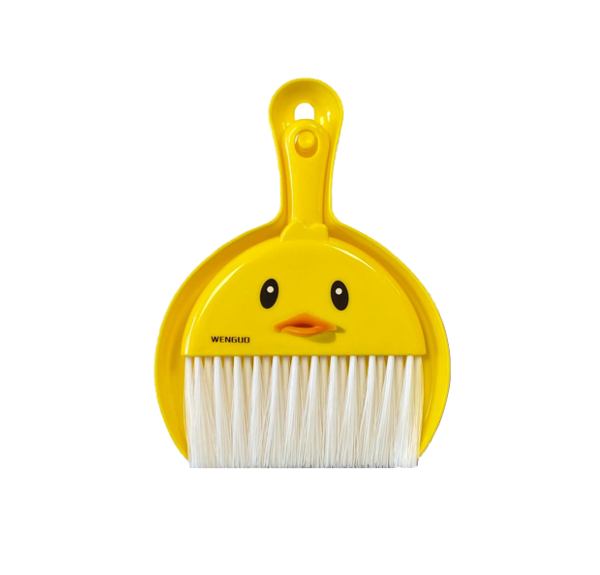 Plastic Mini Dustpan And Brush Set Cartoon Chicken Face Design 20.5 X 16 Cm Yellow