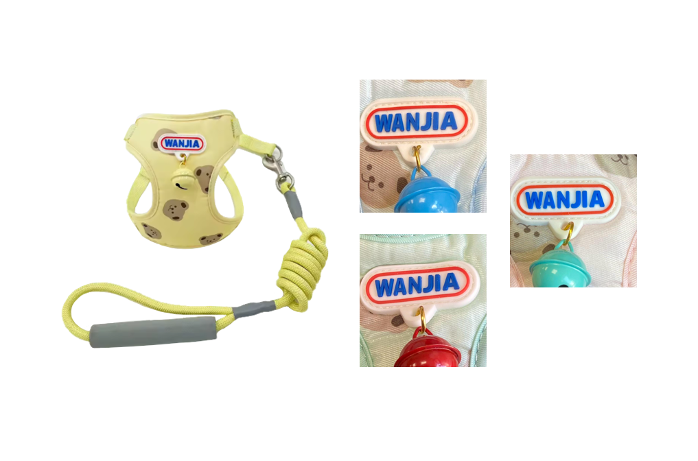 Pastel Dog Leash Lead With Soft Harness Vest With Bell 115Cm Assorted Designs And Colours