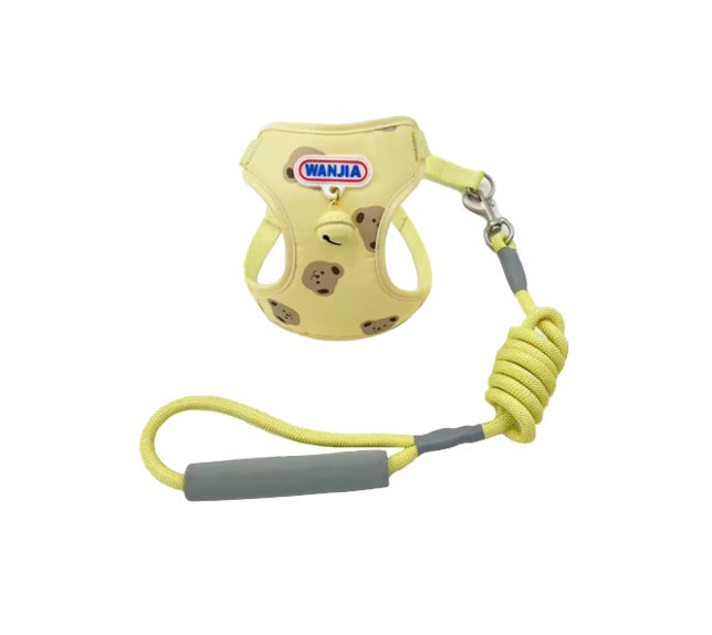 Pastel Dog Leash Lead With Soft Harness Vest With Bell 115Cm Assorted Designs And Colours