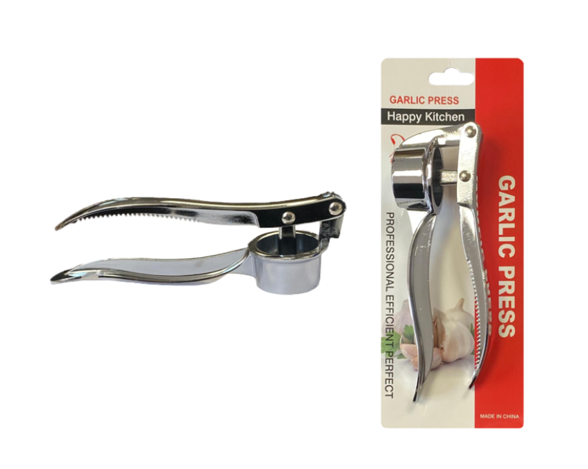 Metal Garlic Clove Squeezer Press Crusher With Toothed Handle 16.5Cm