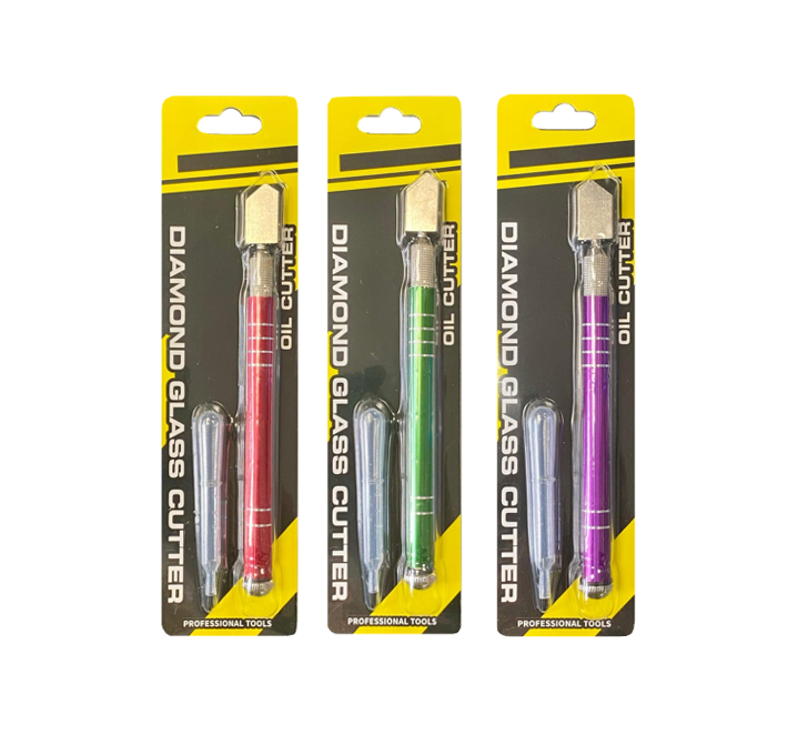 Metal Glass Cutter Knife Blade With Plastic Dropper 16.5Cm Assorted Colours