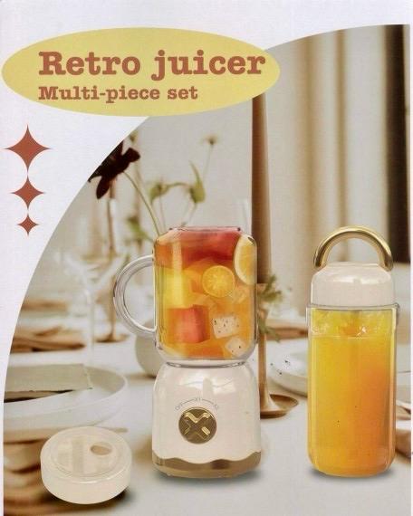 Mini Electric Plastic Retro Style Kitchen Juice Blender With Bottle 500Ml Assorted Colours