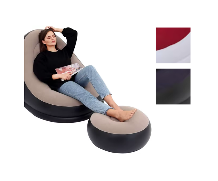 Inflatable Sofa Chair Single Size With Foot Stool 116 X 98 X 83Cm Assorted Colours