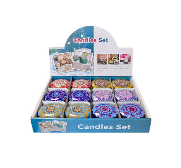 Scented Candle In Metal Jar With Printed Design 5 X 4Cm Assorted Designs