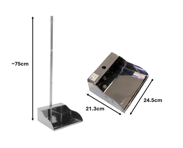Metal Cleaning Dustpan With Long Handle 23.5 X 21.3 X 75Cm