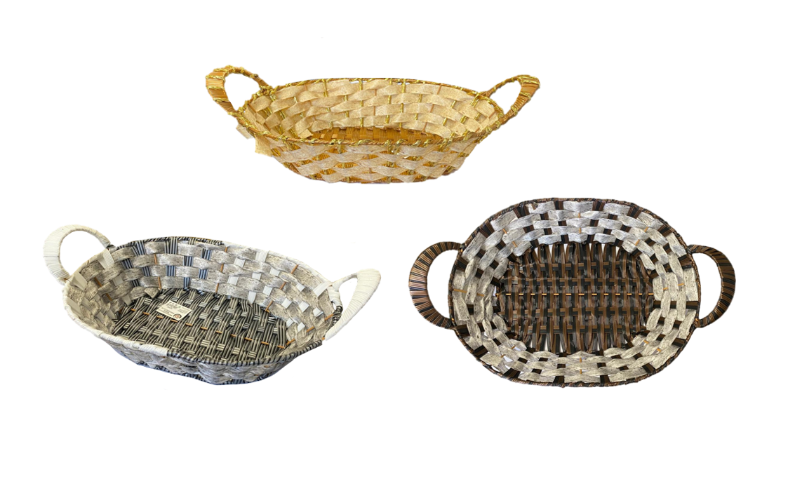 Oval Woven Fruit Gift Basket With Handles 31.5 X 24 X 7Cm Assorted Colours