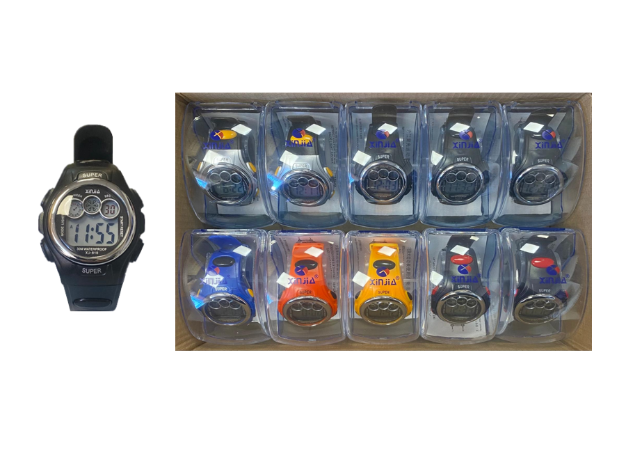 Xinjia Water Resistant Plastic Digital Watch Xj810 Assorted Colours