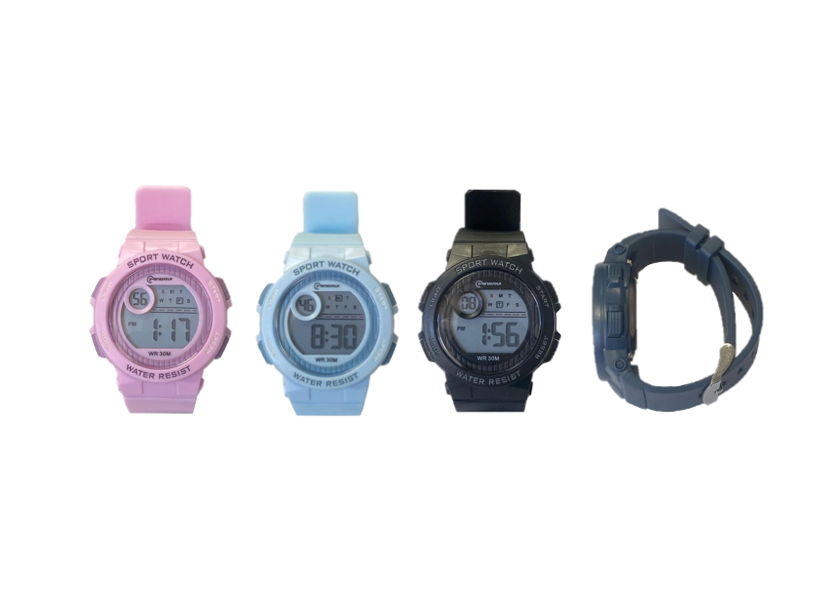 Mingrui Water Resistant Plastic Digital Sports Watch Assorted Colours