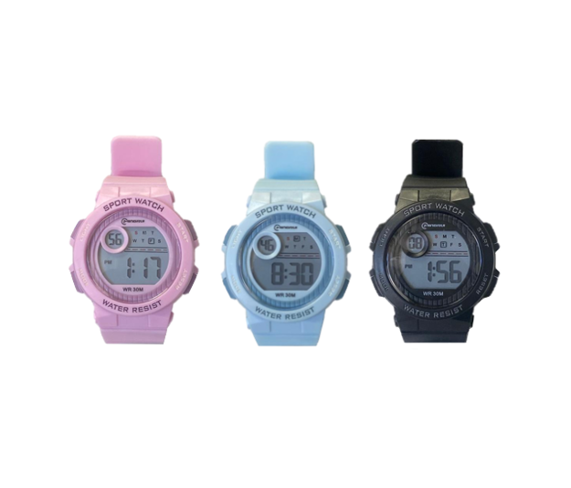 Mingrui Water Resistant Plastic Digital Sports Watch Assorted Colours