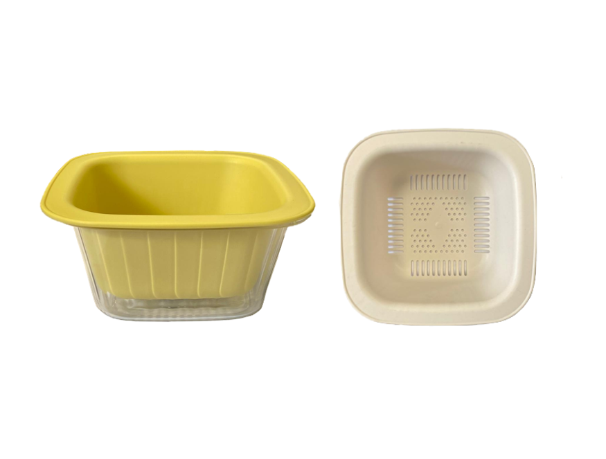 Plastic Square Fruit Washing Basin Bowl With Strainer 14.5 X 14.5 X 7Cm Assorted Colours