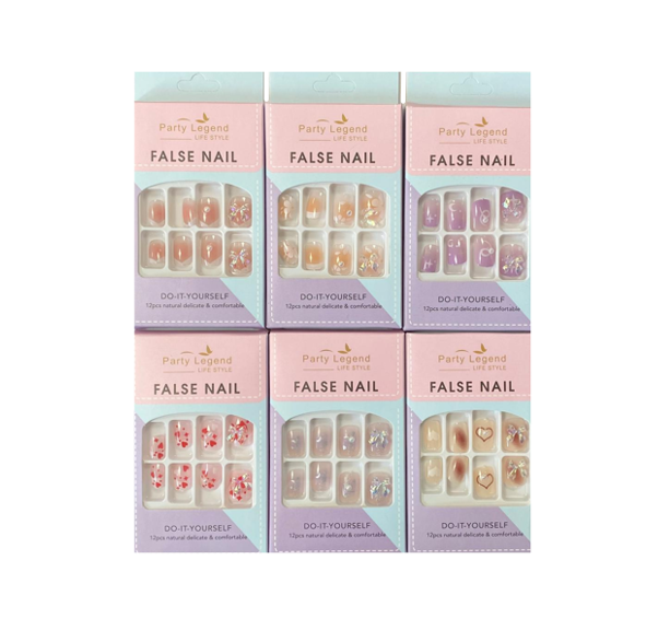 Artificial Fake Nail Extensions With Bow Assorted Designs