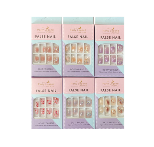 Artificial Fake Nail E x tensions With Bow Assorted Designs