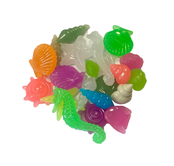 Plastic Aquarium Fish Tank Luminous Sea Life / Shells Decoration 70G Assorted Designs And Colours