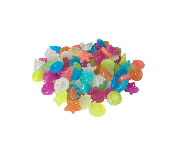Plastic Aquarium Fish Tank Luminous Sea Life / Shells Decoration 70G Assorted Designs And Colours