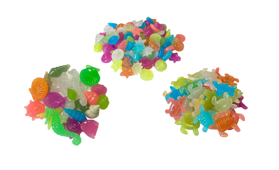 Plastic Aquarium Fish Tank Luminous Sea Life / Shells Decoration 70G Assorted Designs And Colours