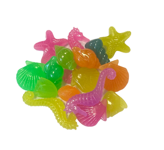 Plastic Aquarium Fish Tank Luminous Sea Life / Shells Decoration 70G Assorted Designs And Colours