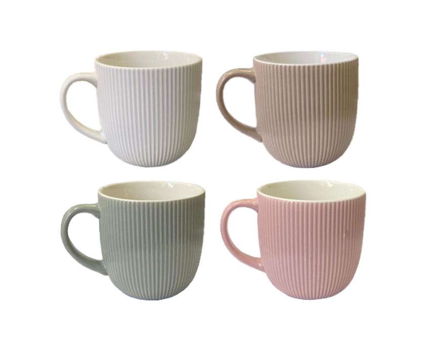 Ceramic Tea Coffee Mug With Ribbed Design 8.8 X 9Cm Assorted Colours  (Parcel Plus Rate)